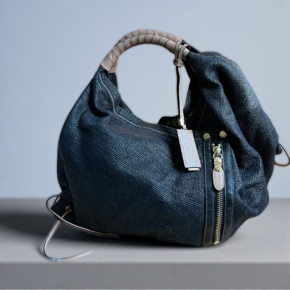 ORYANY Large Canvas Hobo Shoulder Bag Leather Trim | Front & Back Zip Pockets - Picture 13 of 14